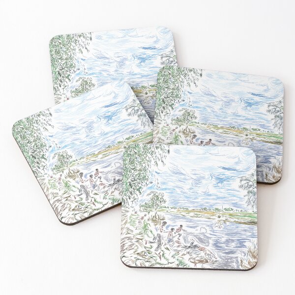 Item preview, kids playing at the stream designed and sold by Kaelian Kollective.