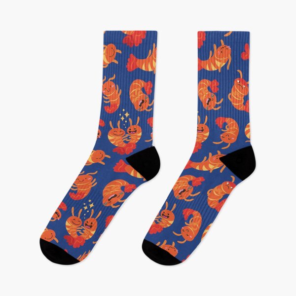Item preview, Cute cartoon shrimps on blue designed and sold by PenguinHouse.