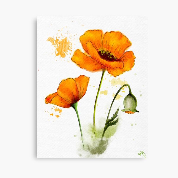 Item preview, Orange Watercolor Poppies designed and sold by PetalNPalette.