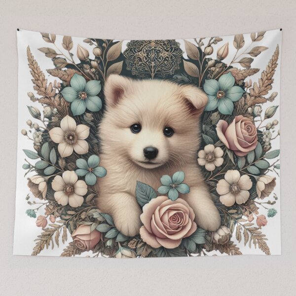 Item preview, Cute Pup In Nordic-Inspired Miller DE Fluer Design designed and sold by Dream Bloom Gallery.