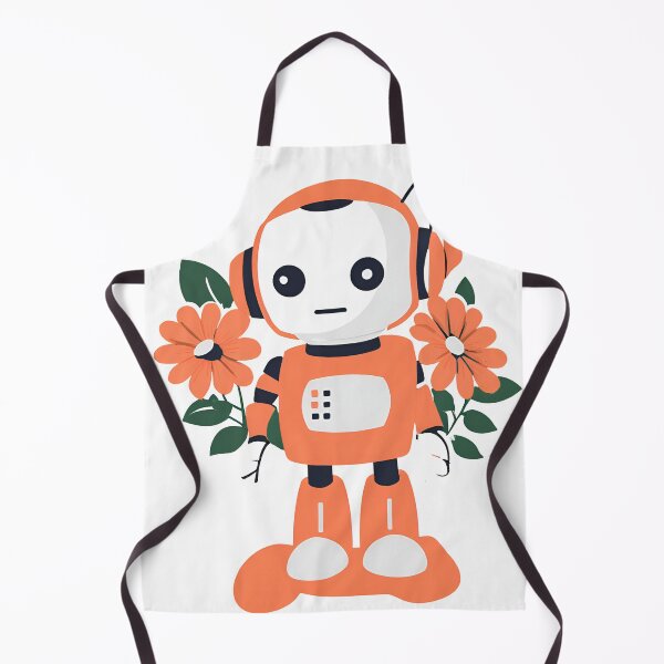 Item preview, Adorable Orange Robot with Flowers designed and sold by WeirdSketcher.