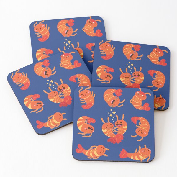 Item preview, Cute cartoon shrimps on blue designed and sold by PenguinHouse.