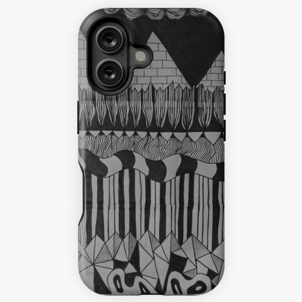 Artikel-Vorschau von Abstrakte Formen Streifen Pyramiden Schwarz und Weiß Doodle, designt und verkauft von DrewDesignzed.