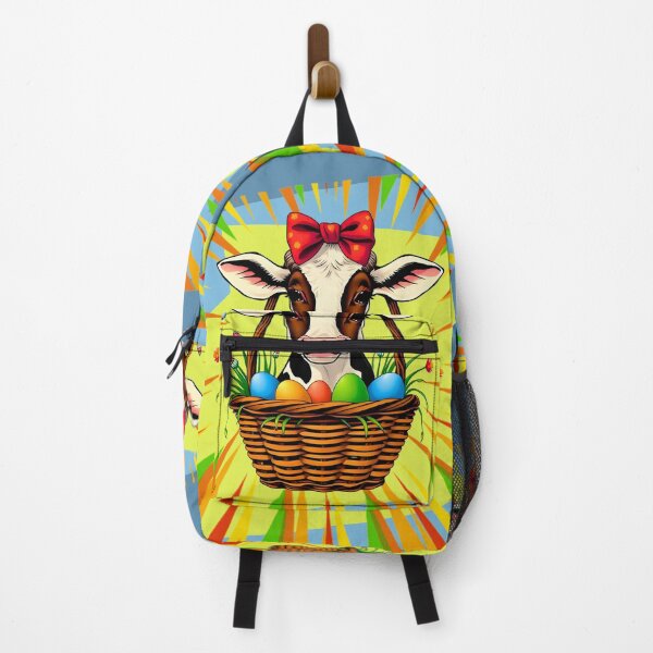 Item preview, Easter Cow with Basket Full of Easter Eggs in Vintage Pop Art Style designed and sold by DreamsArtwear.