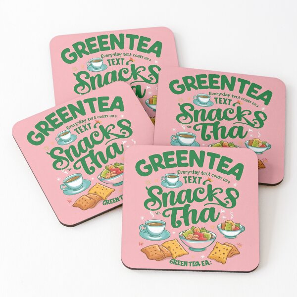 Item preview, Green tea with snacks on pink background designed and sold by Nimkaew.