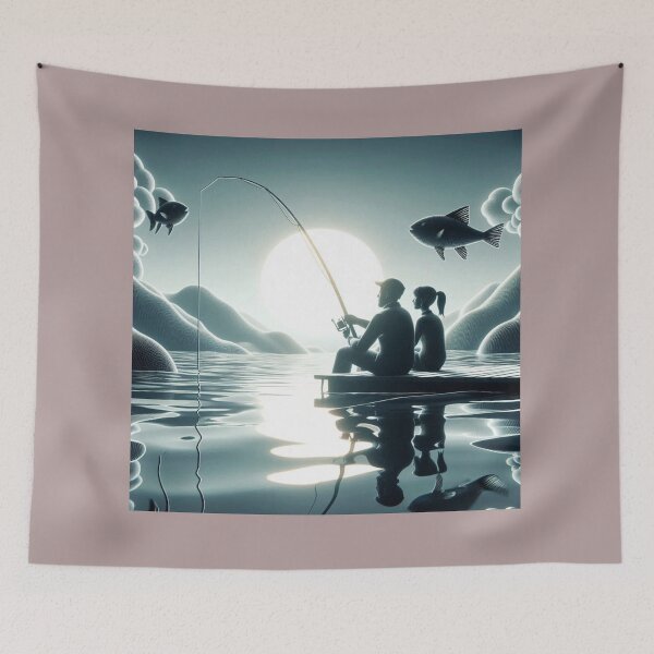 Item preview, Lake Fishing at Sunset: Couple's Shared Hobby designed and sold by choder61.