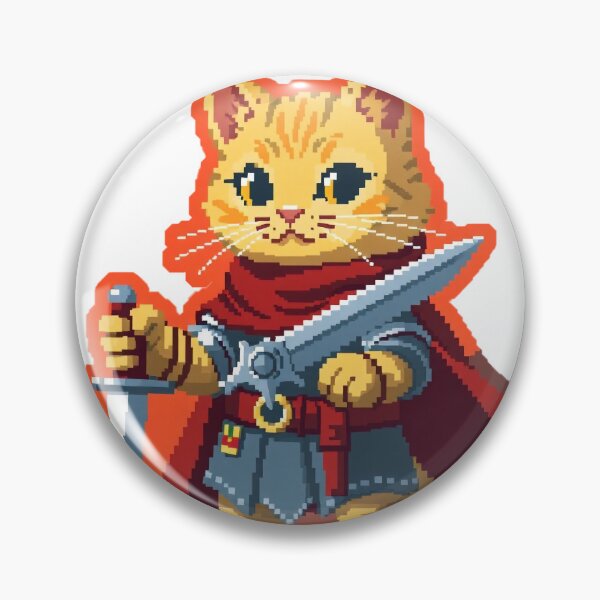 Item preview, Pixel Warrior Cat – Medieval Knight with Sword designed and sold by Lambyte.