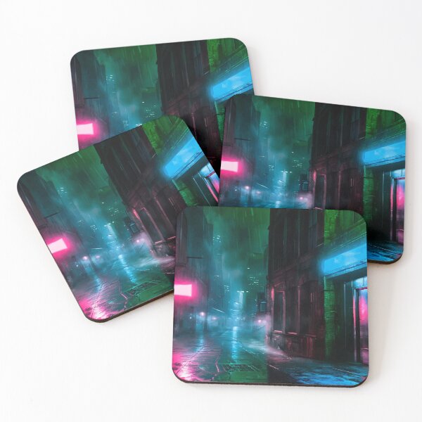 Item preview, Cyberpunk-style night alley with neon lights designed and sold by Alf Ribeiro.