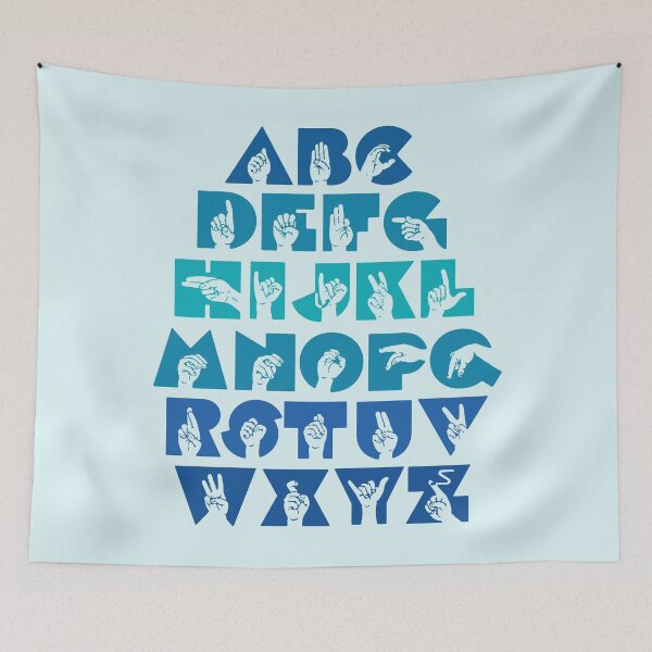Item preview, ASL Alphabet Sign Language-Blue designed and sold by nukartDesigns.