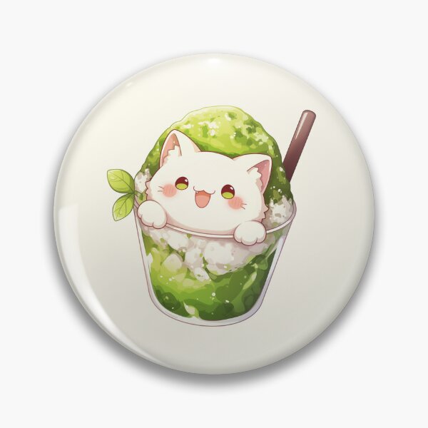 Item preview, White Cat and Matcha Shaved Ice designed and sold by NikoNekoDesigns.