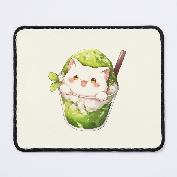 Item preview, White Cat and Matcha Shaved Ice designed and sold by NikoNekoDesigns.