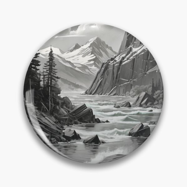 Item preview, Mountain Fjord in Black and White designed and sold by SublimeMusings.
