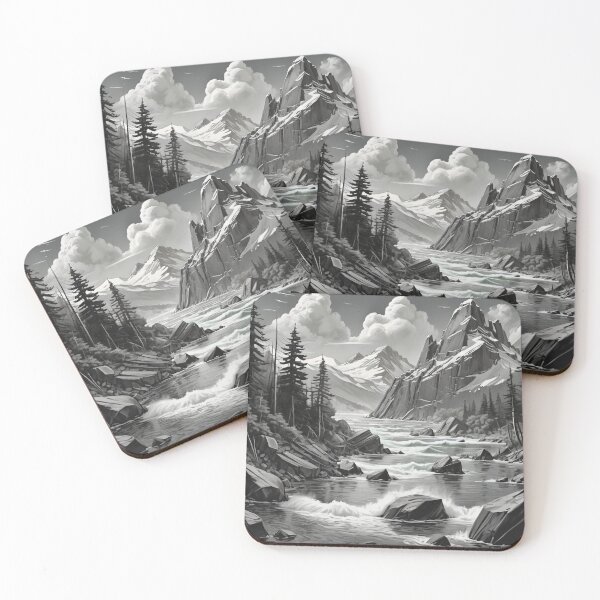 Item preview, Mountain Fjord in Black and White designed and sold by SublimeMusings.