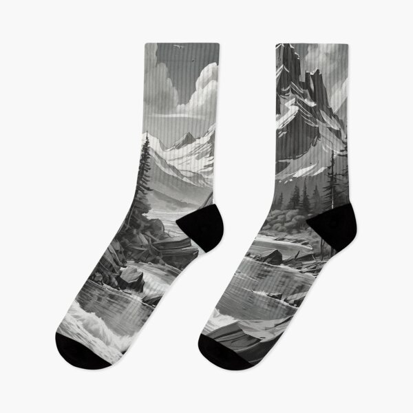 Item preview, Mountain Fjord in Black and White designed and sold by SublimeMusings.