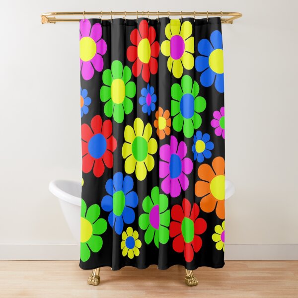 Hippy Flower Daisy Spring Pattern Shower Curtain