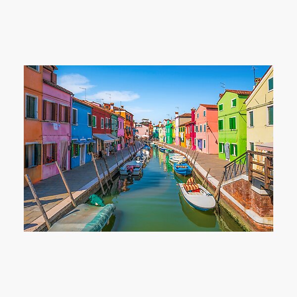 Item preview, Burano island canal with colorful houses and boats designed and sold by Stefano Orazzini.