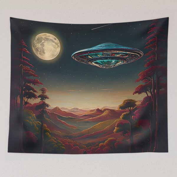 Item preview, SURREAL SKYSCAPE WITH SPACESHIP designed and sold by WendyMaree.