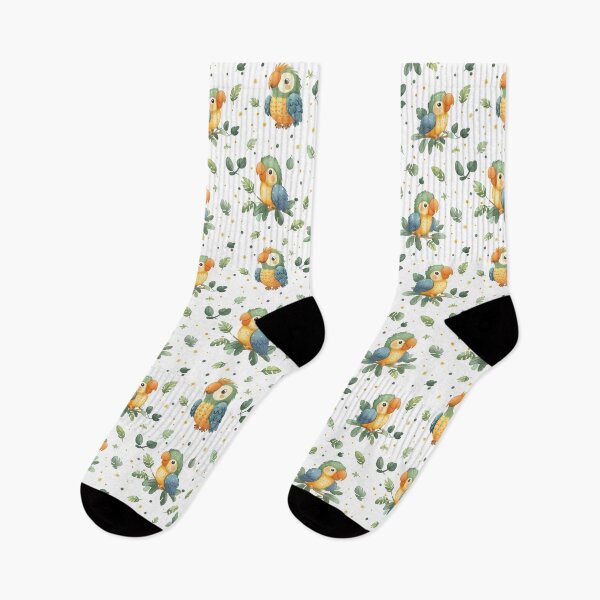 Item preview, cute colourful parrots on white background designed and sold by PoppyLaneStudio.