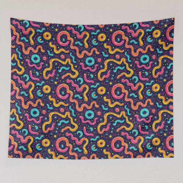 Item preview, Neon Gummy Worms – 90s Retro Seamless Pattern designed and sold by WhimsiLynes.