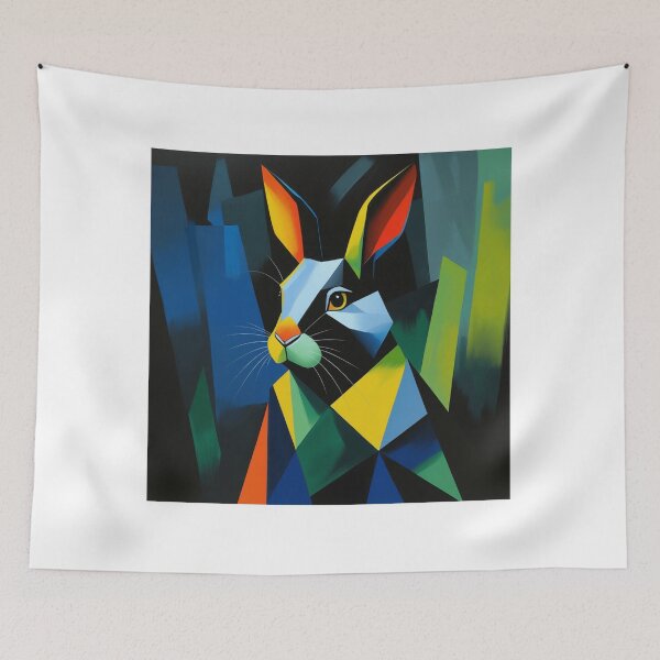 Item preview, "Vibrant Cubic Hare – Bold & Fierce!" designed and sold by SoulFlex.