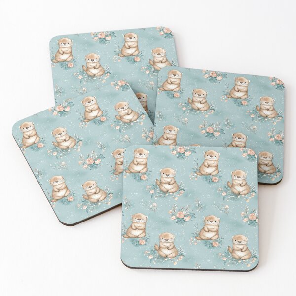 Item preview, pastel watercolour otters designed and sold by PoppyLaneStudio.