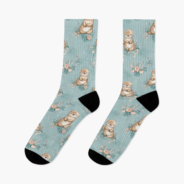 Item preview, pastel watercolour otters designed and sold by PoppyLaneStudio.