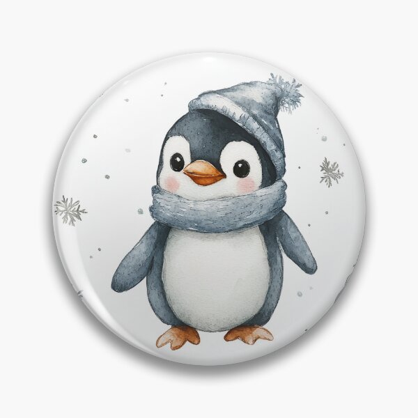 Item preview, minimalistic watercolour penguins with winter hats and scarfs designed and sold by PoppyLaneStudio.