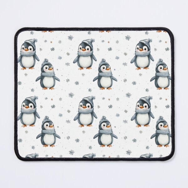 Item preview, minimalistic watercolour penguins with winter hats and scarfs designed and sold by PoppyLaneStudio.