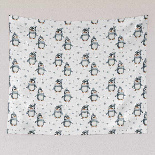 Item preview, minimalistic watercolour penguins with winter hats and scarfs designed and sold by PoppyLaneStudio.