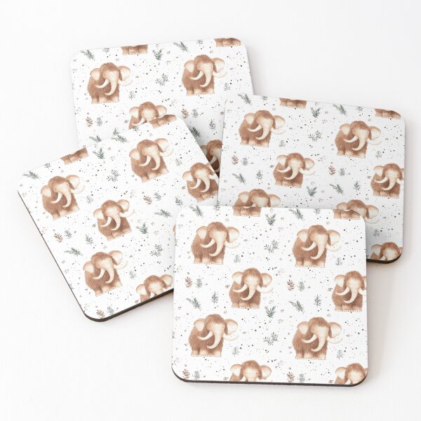 Item preview, adorable woolly mammoths on white background designed and sold by PoppyLaneStudio.
