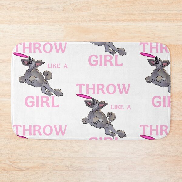 Item preview, Silver Standard Poodle Frisbee Throw Like A Girl designed and sold by TheCurlyGirlSwirl.