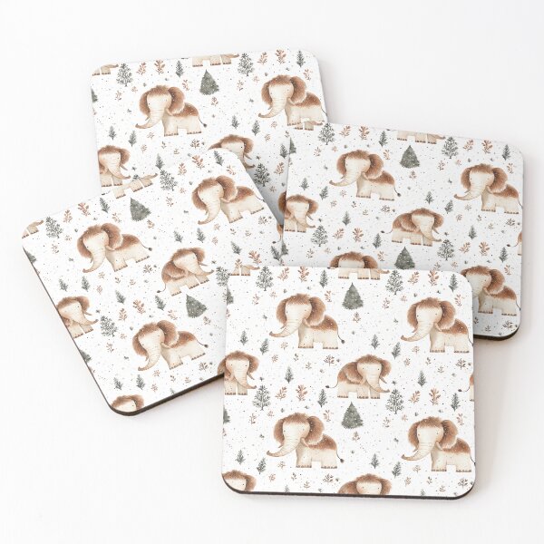 Item preview, cute mammoths in snowy forest designed and sold by PoppyLaneStudio.