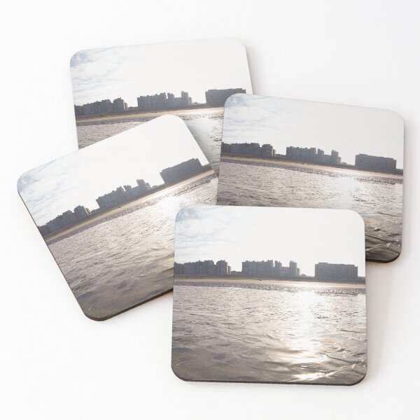 Item preview, Panoramic View of Sandy Beach With Urban Skyline and Sunny Sky designed and sold by FotoMahieu.