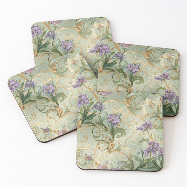 Item preview, Iris floral with swirling vines designed and sold by Designbes.