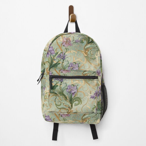 Item preview, Iris floral with swirling vines designed and sold by Designbes.