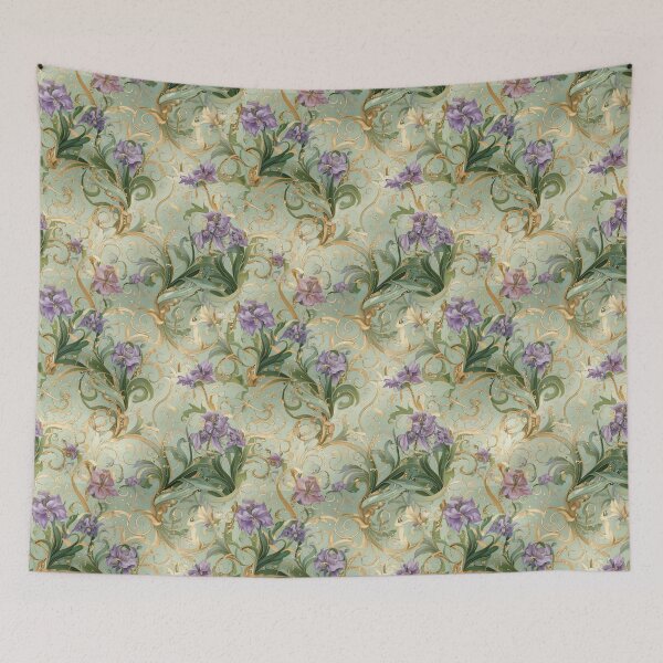 Item preview, Iris floral with swirling vines designed and sold by Designbes.