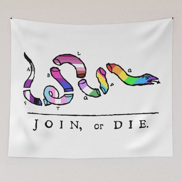 Item preview, LGBTQ+ Join or Die designed and sold by JaneTrain.