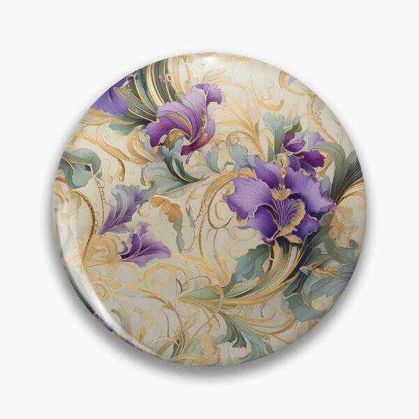 Item preview, Purple Iris floral and swirling vine designed and sold by Designbes.
