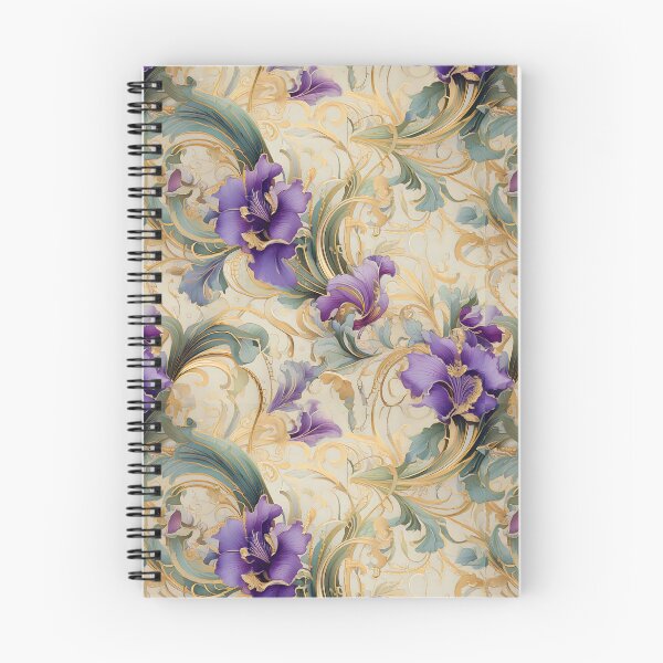 Item preview, Purple Iris floral and swirling vine designed and sold by Designbes.