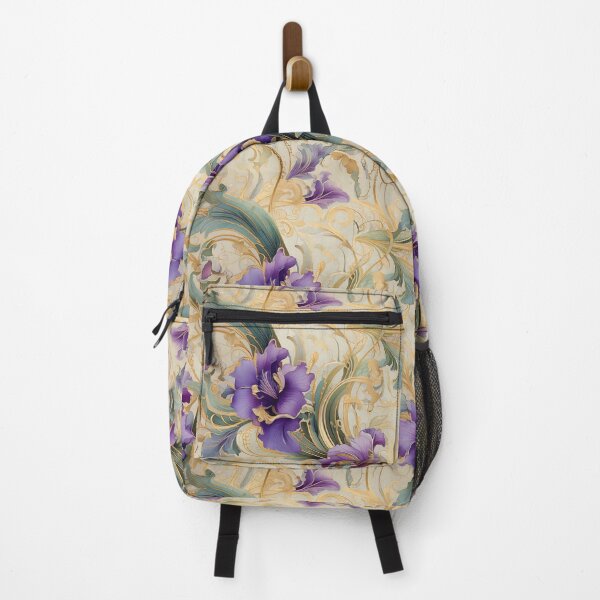 Item preview, Purple Iris floral and swirling vine designed and sold by Designbes.