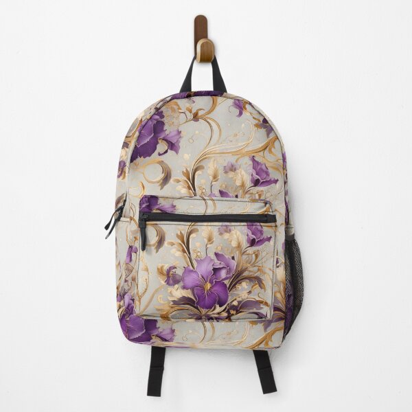 Item preview, Iris floral and swirling vines with golden accents designed and sold by Designbes.