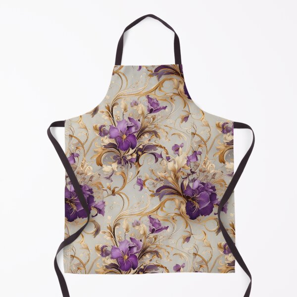 Item preview, Iris floral and swirling vines with golden accents designed and sold by Designbes.