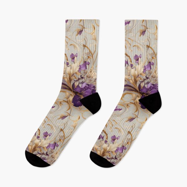 Item preview, Iris floral and swirling vines with golden accents designed and sold by Designbes.