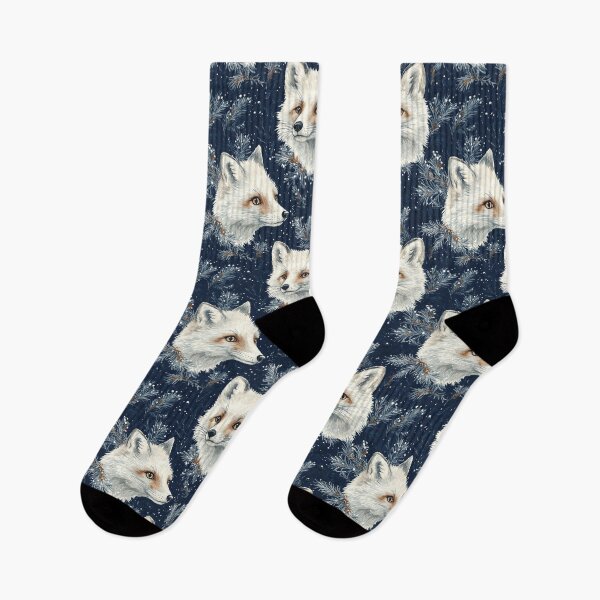 Item preview, blue and white artic fox pattern designed and sold by PoppyLaneStudio.