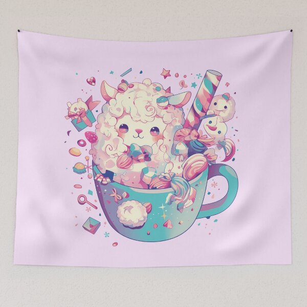 Item preview, Fluffy sheep in the candy mug designed and sold by WoollenLlama.