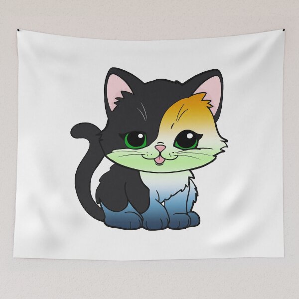 Item preview, Kawaii AroAce Agender Cat – AroAce Agender Pride Cute Design designed and sold by Travelslightly.