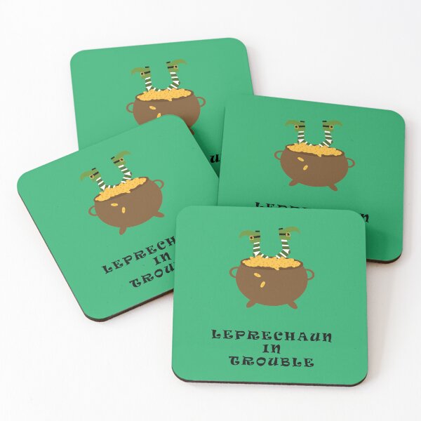 Item preview, Leprechaun in distress with half a body inside a pot of gold coins. designed and sold by Martapp.