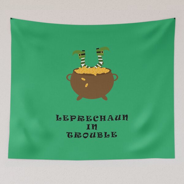 Item preview, Leprechaun in distress with half a body inside a pot of gold coins. designed and sold by Martapp.