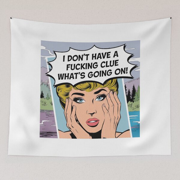 Item preview, Don't have a clue, clueless, what's going on, meme, funnyfits70, Humor, Funny, retro, vintages, funny quotes, animal humor, designed and sold by FunnyFits70.