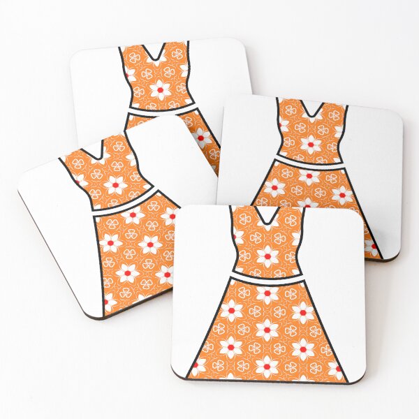 Item preview, Orange Floral A-Line Dress White flower sticker doll cloth designed and sold by Bulantanyong.